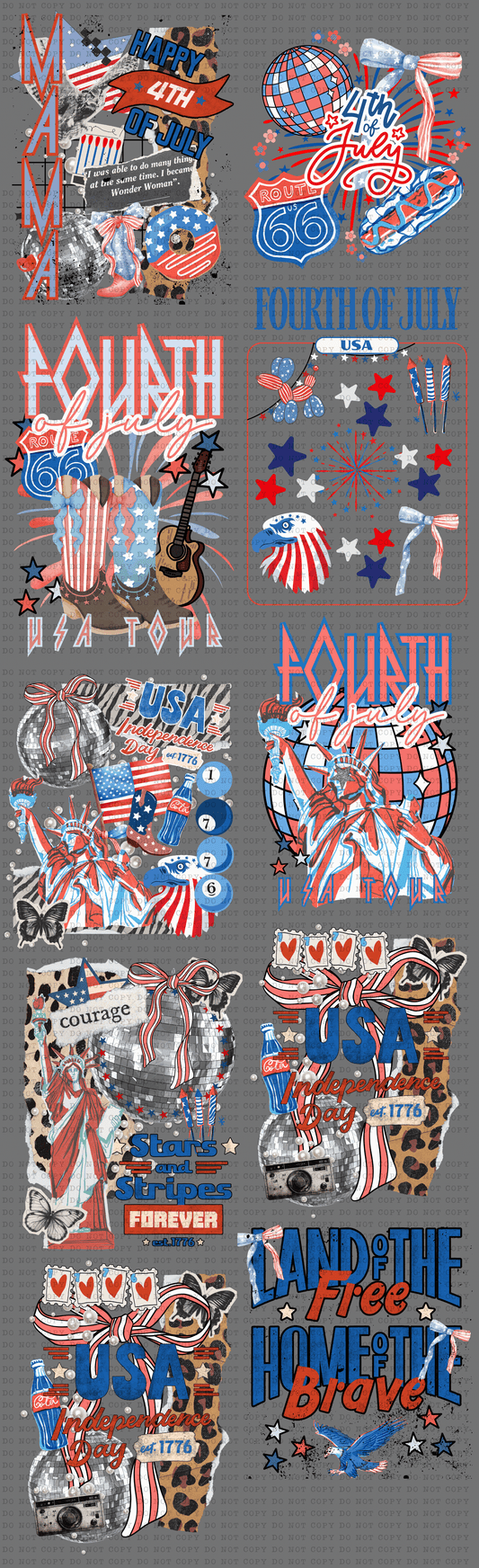 22"x70" 4th of July Premade Direct-To-Film Gang Sheet