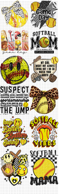 Softball Pre-Made Direct-To-Film Gang Sheet 22