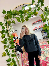 Cropped Embroidered Mascot Sweatshirt