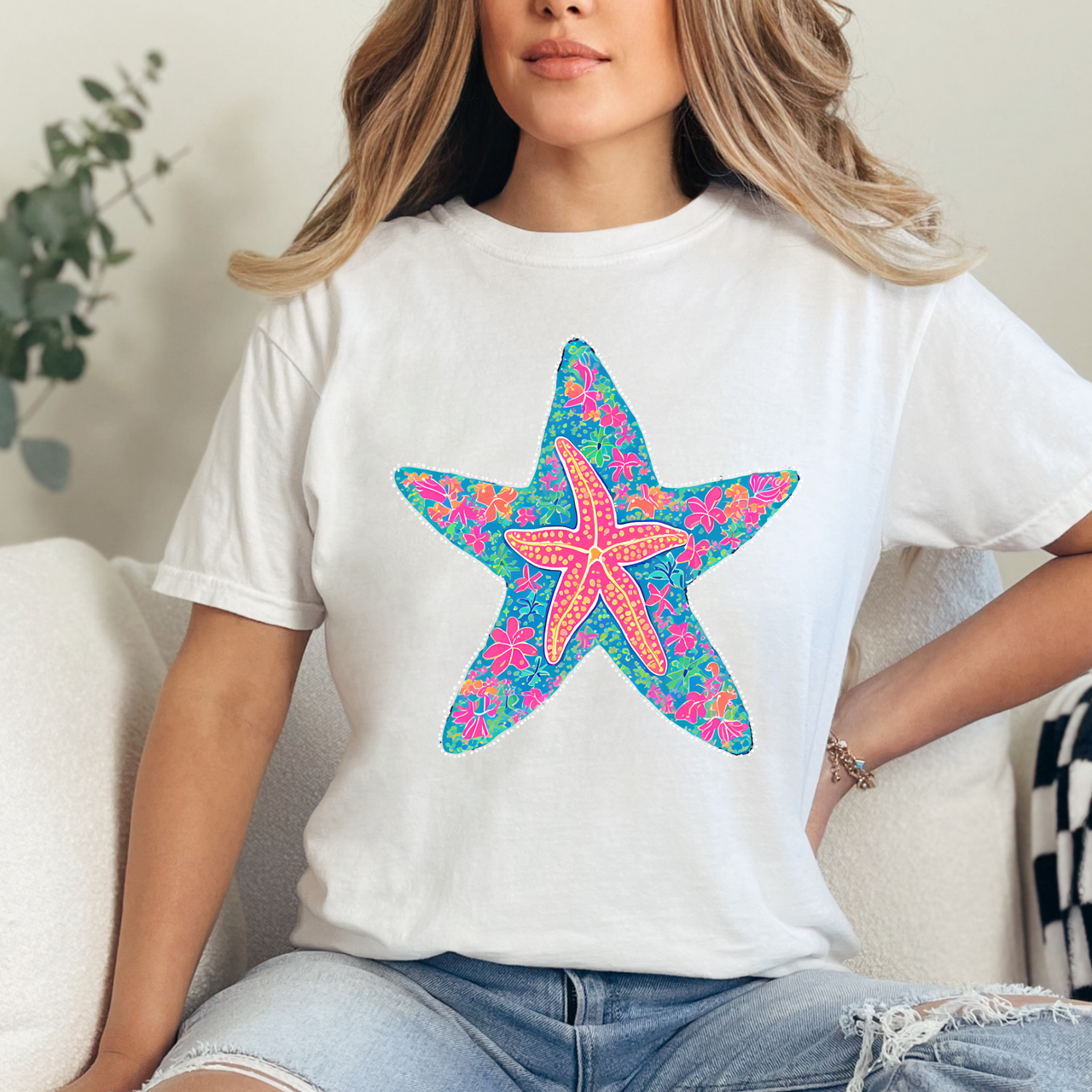 Neon Starfish Comfort Colors Tee