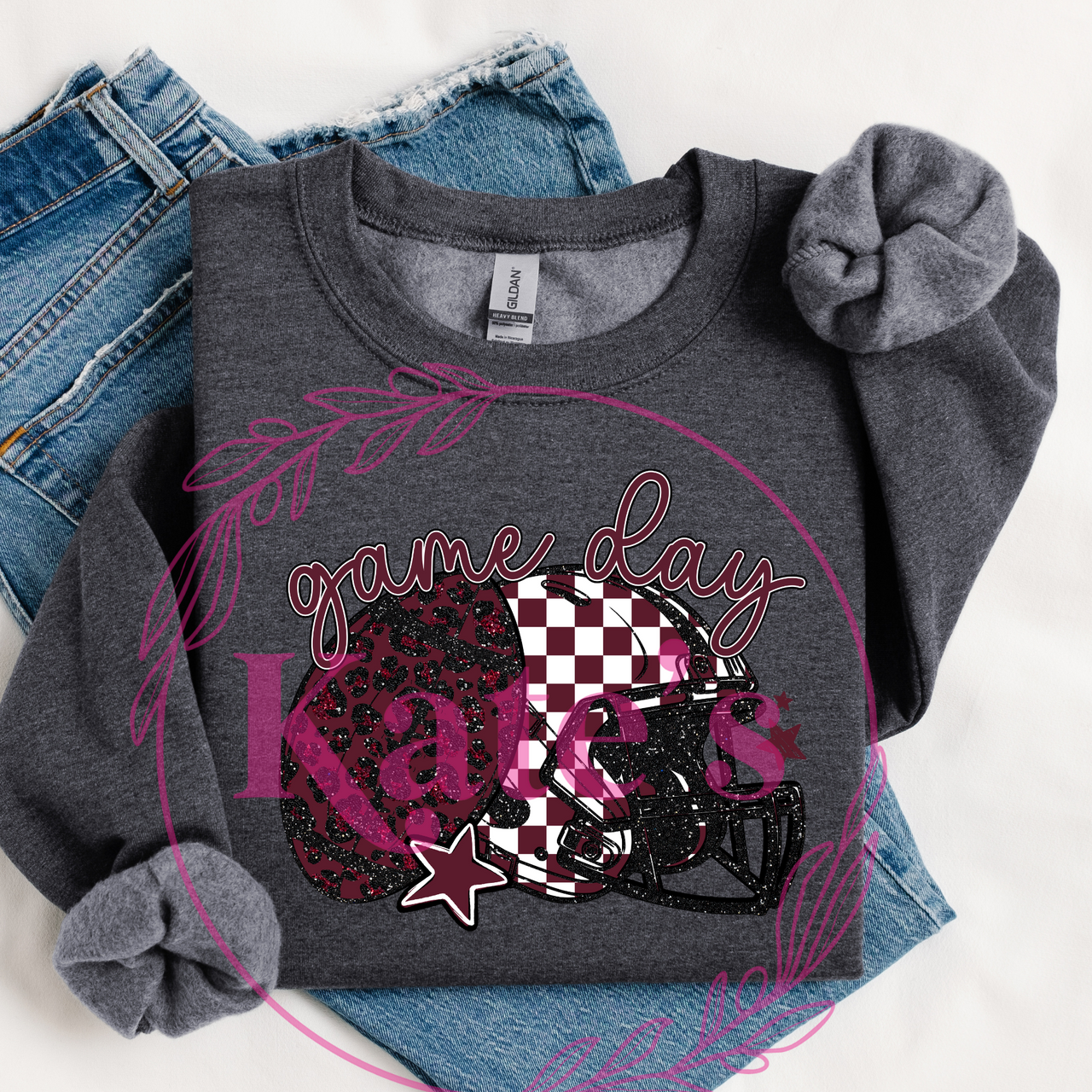 Maroon Game Day Football & Helmet Shirt