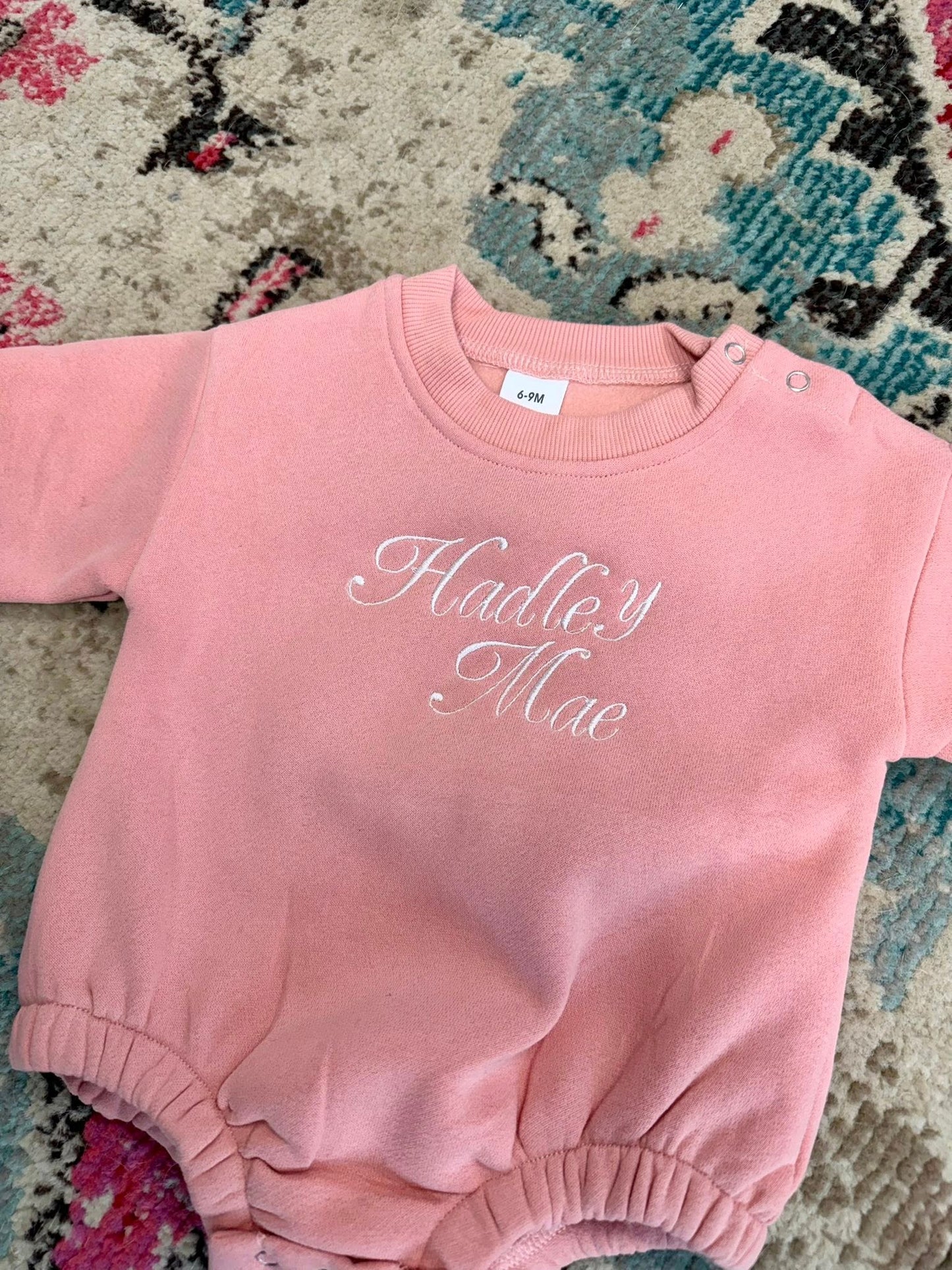 Script Embroidered Sweatshirt Bubble