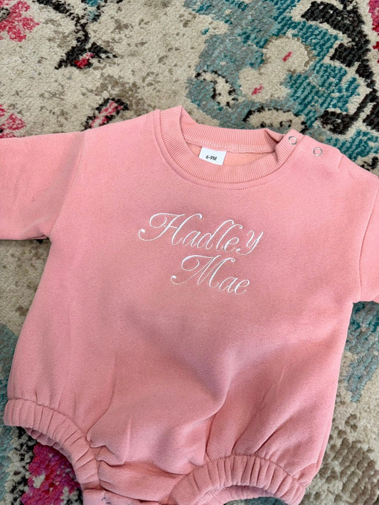 Script Embroidered Sweatshirt Bubble