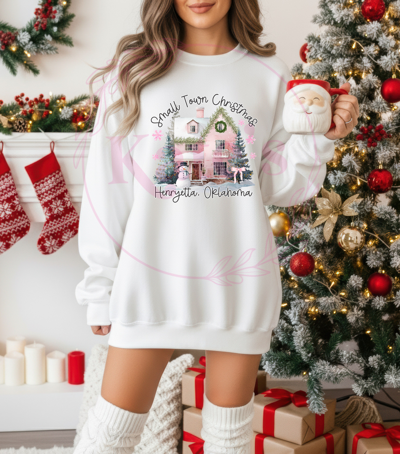 Pink Small Town Christmas Shirt
