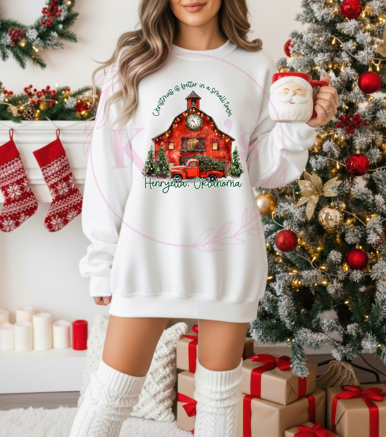 Red Barn Small Town Christmas Shirt