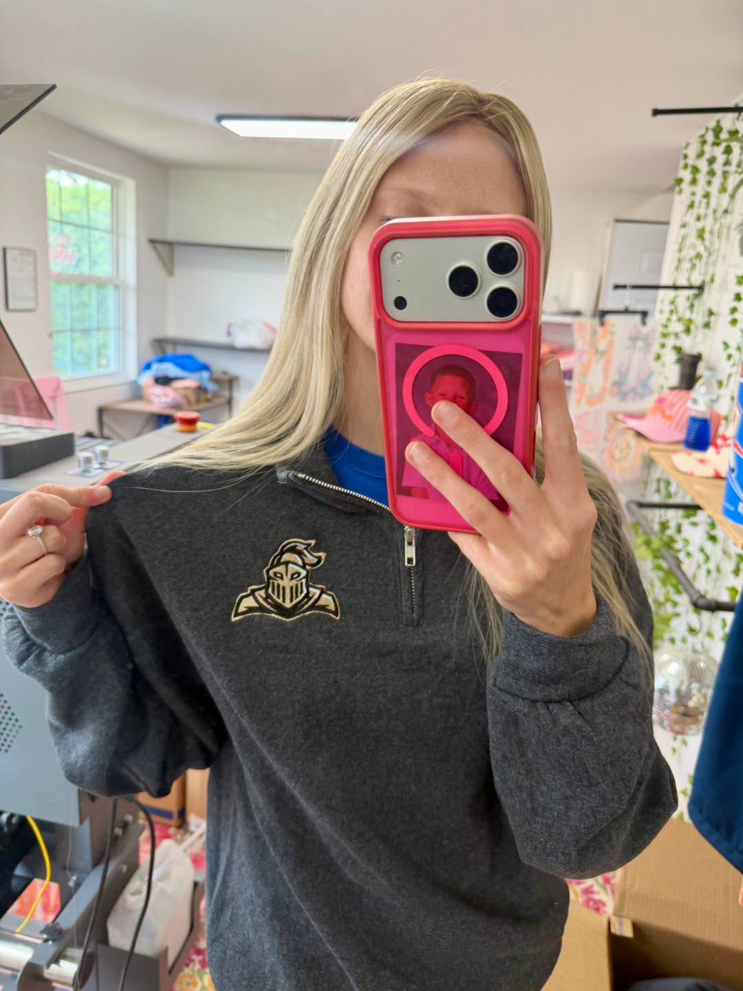 Custom Embroidered Mascot 1/2 Zips Sweatshirt