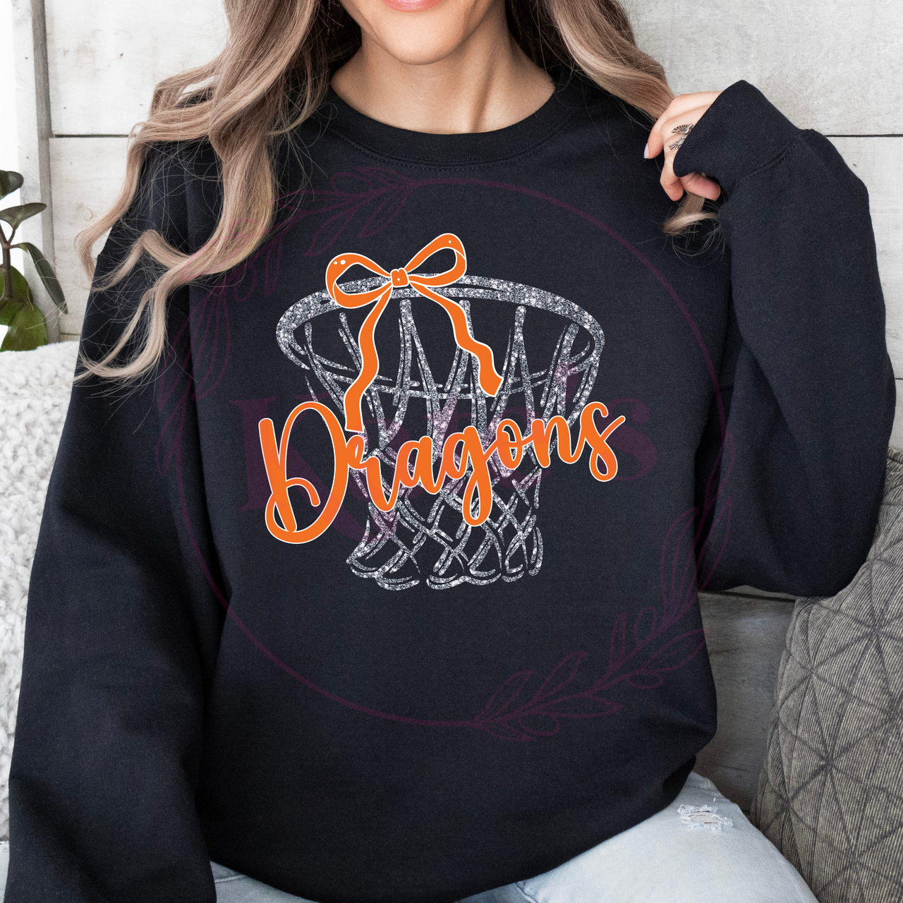 Faux Glitter Mascot Basketball Shirts