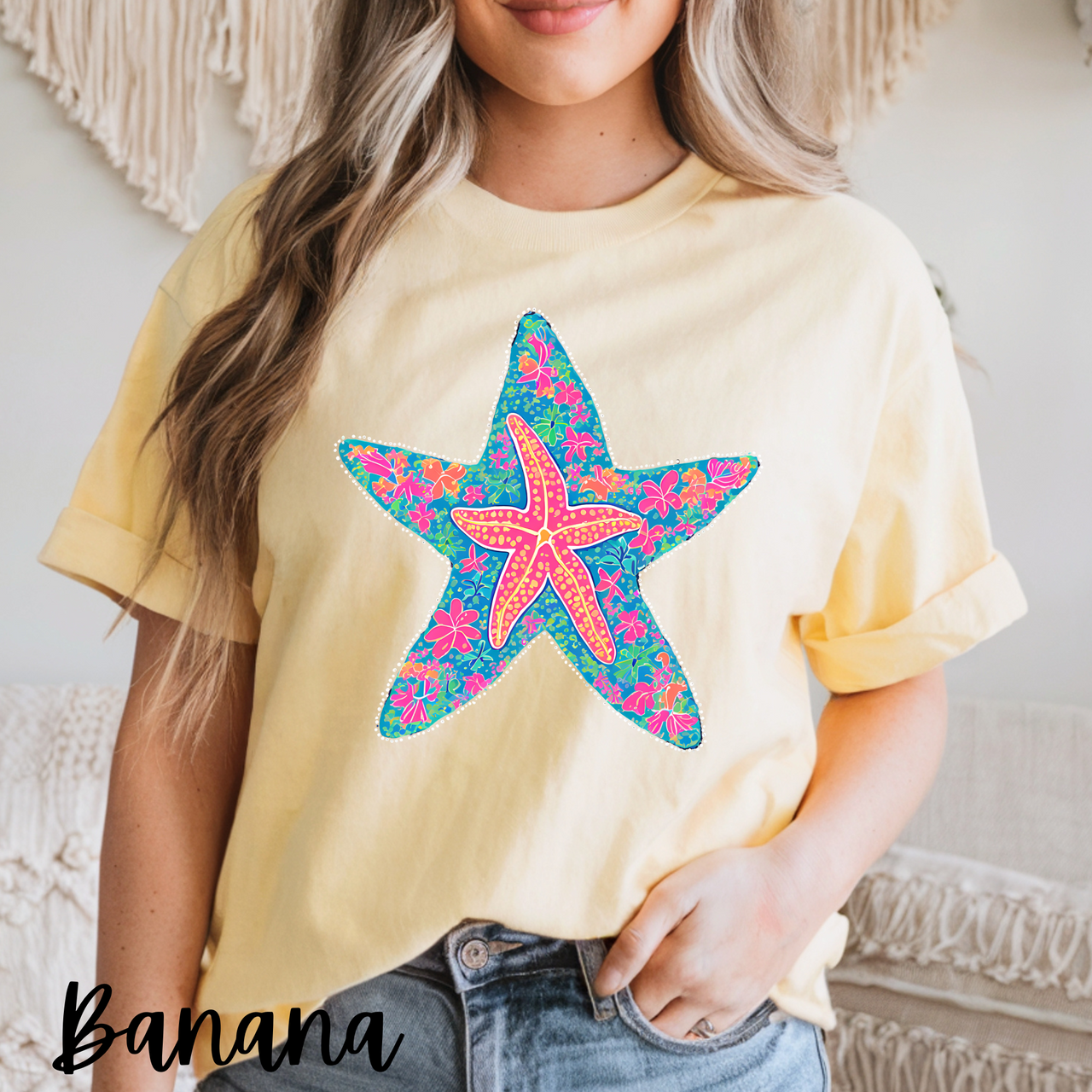 Neon Starfish Comfort Colors Tee