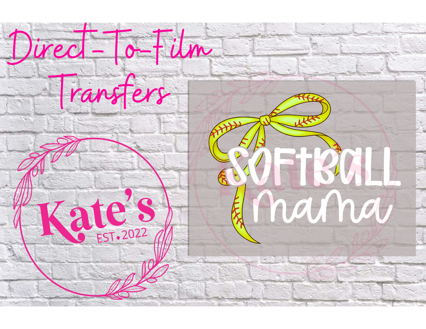 Softball Mama White - 9 Color Direct-To-Film Transfer
