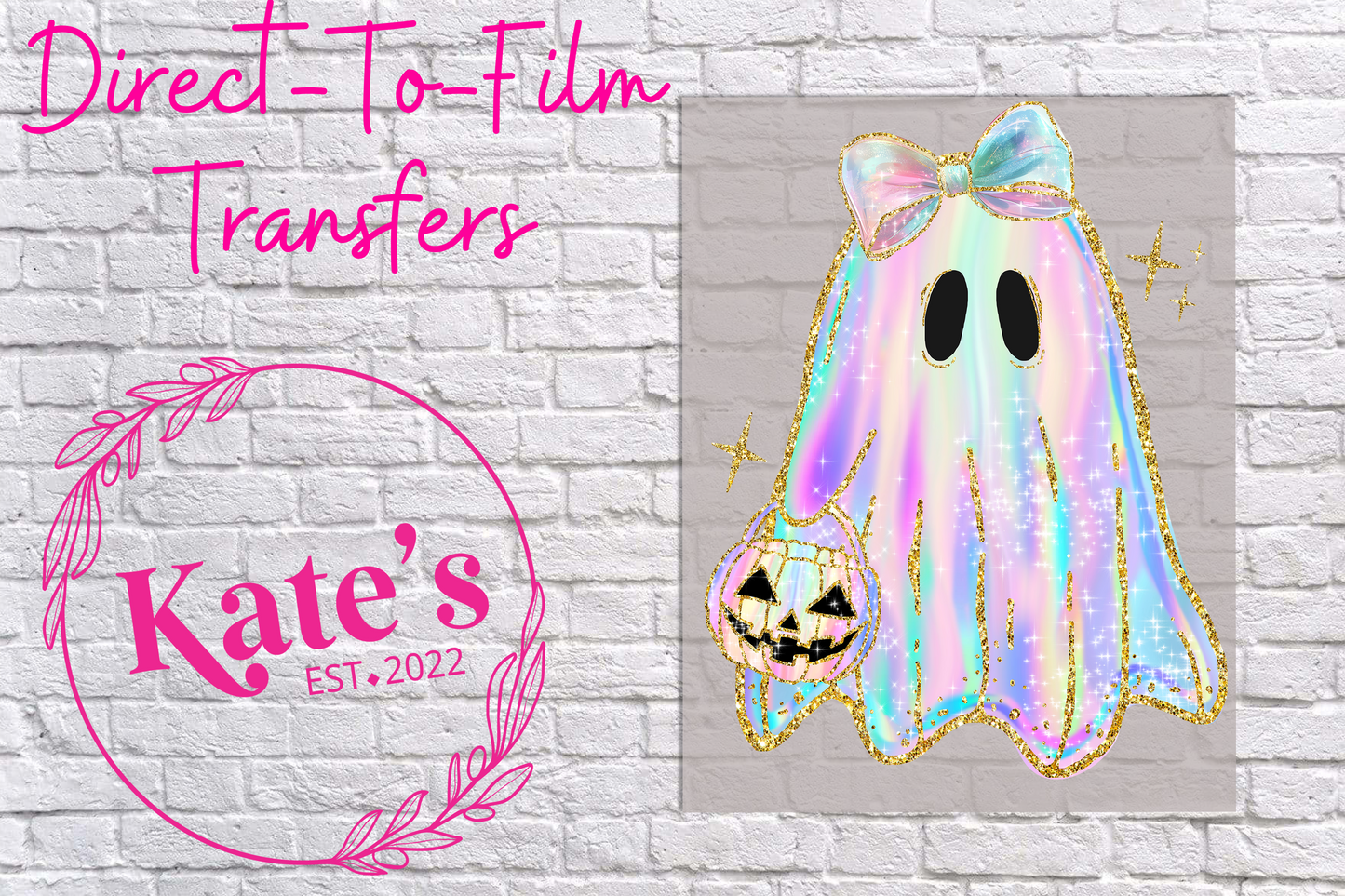 Iridescent Ghost Boo Direct-To-Film Transfer