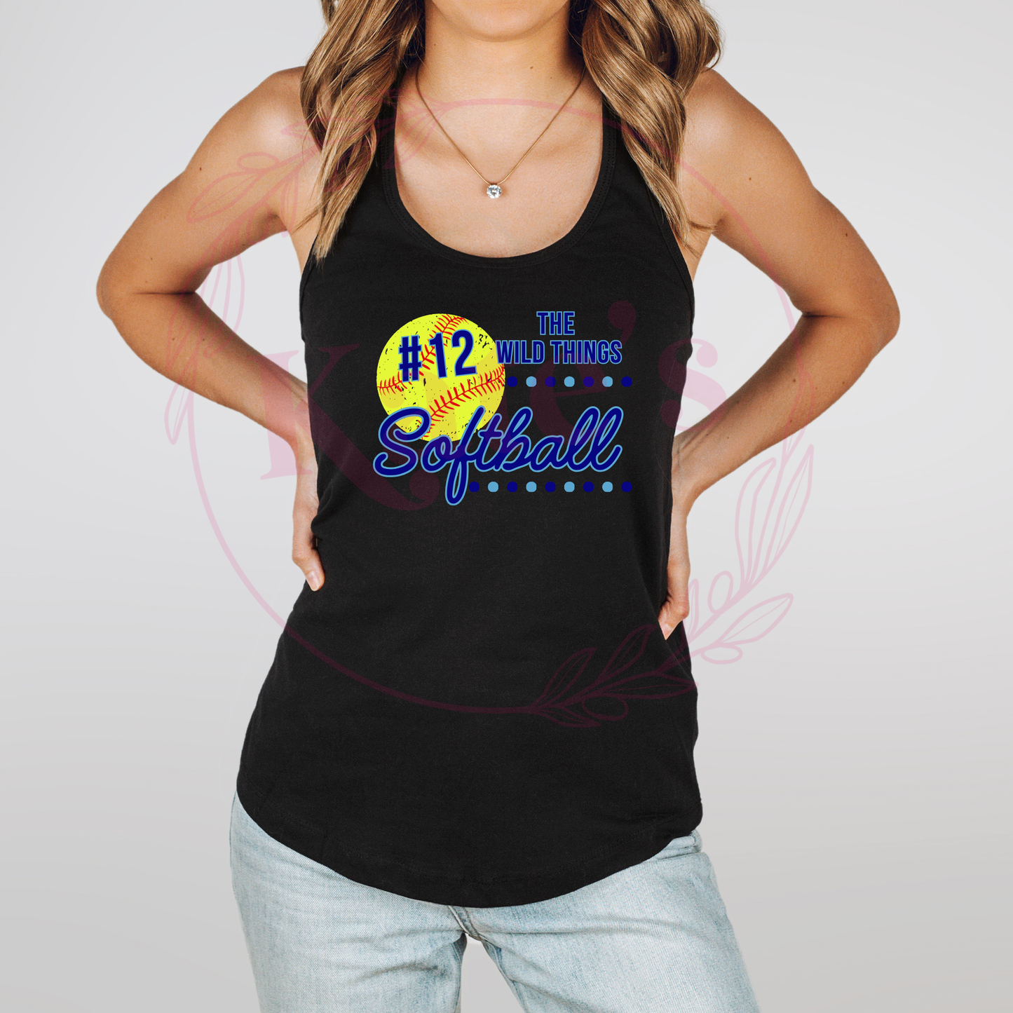 Wild Things Softball Custom Number Tank Top