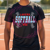 Lakers Softball Custom Number Dri Fit T-Shirt