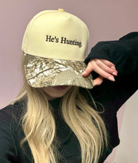 He’s Hunting Embroidered Trucker Hat