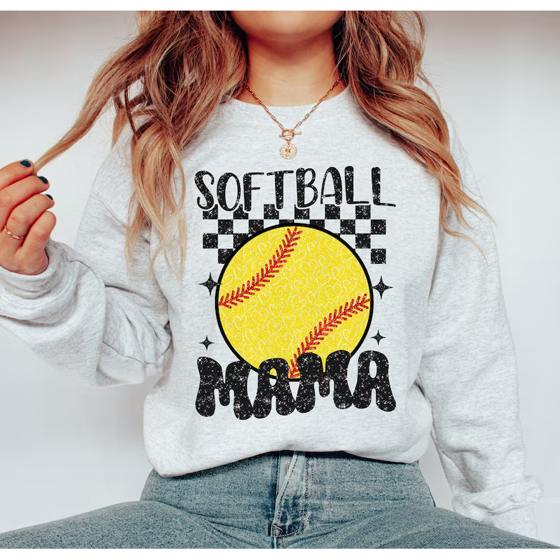 Checkered Softball Mama Shirt