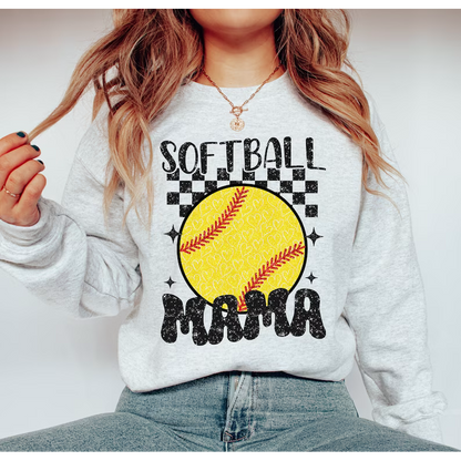 Checkered Softball Mama Shirt