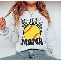 Checkered Softball Mama Shirt
