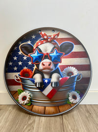 Patriotic Cow Door Hanger