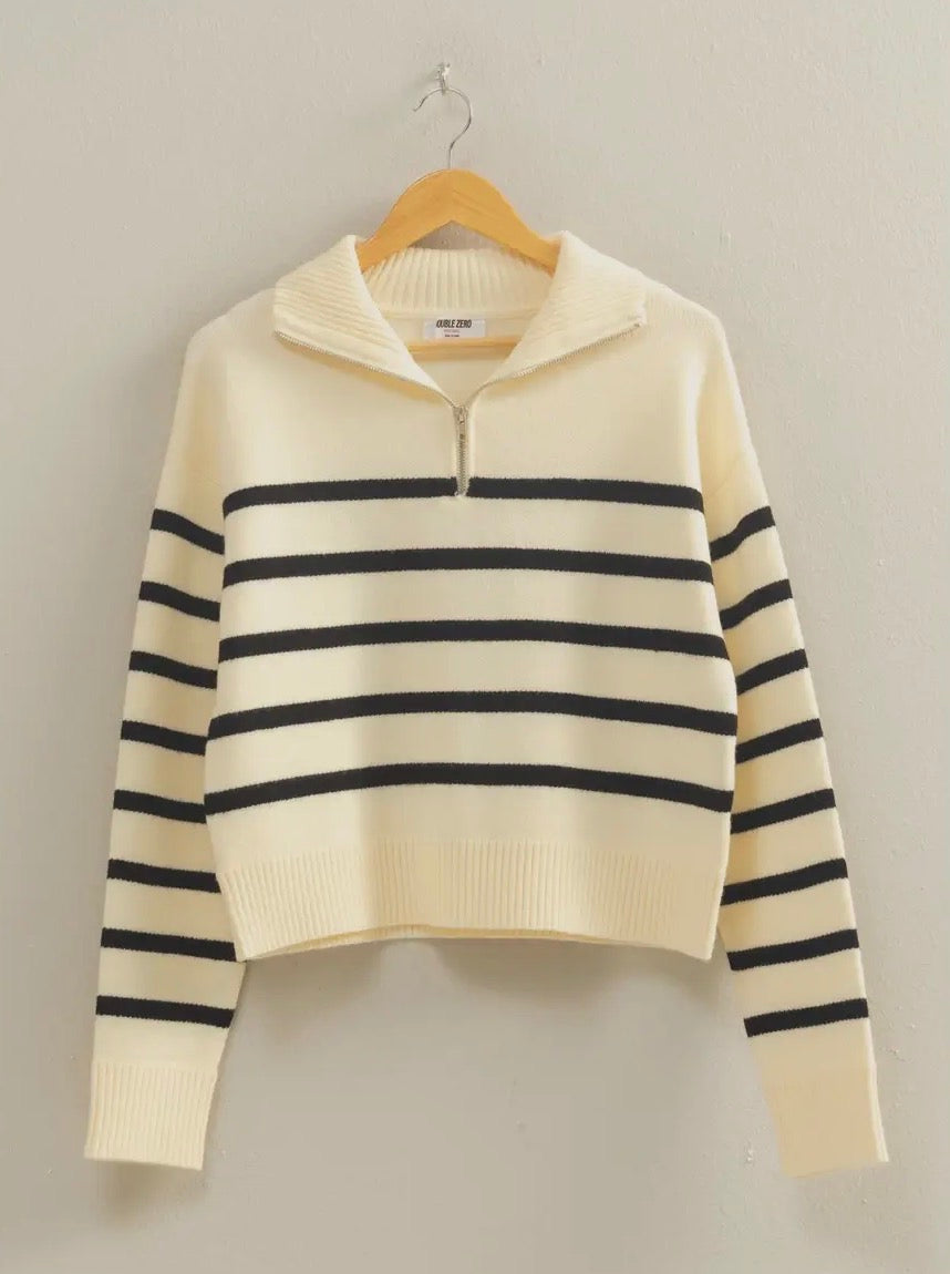 Stripped Half Zip Sweater