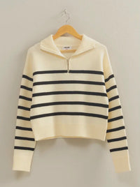 Stripped Half Zip Sweater