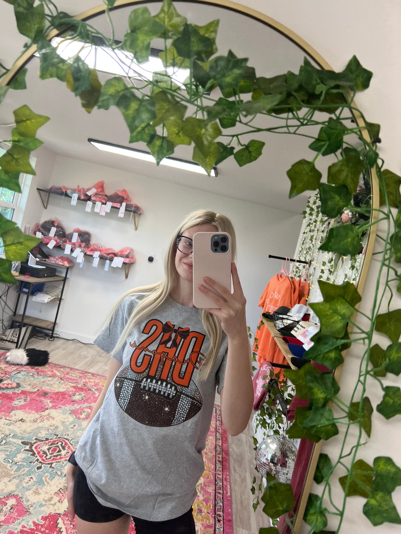 Custom Bling Football Spirit T-Shirt