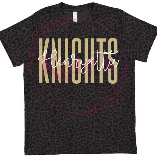 Leopard print custom school mascot t-shirt