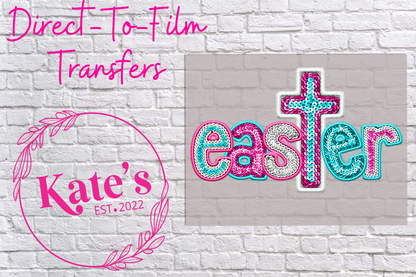 Faux Sequin Easter Cross Direct-To-Film Transfer