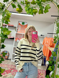 Stripped Half Zip Sweater