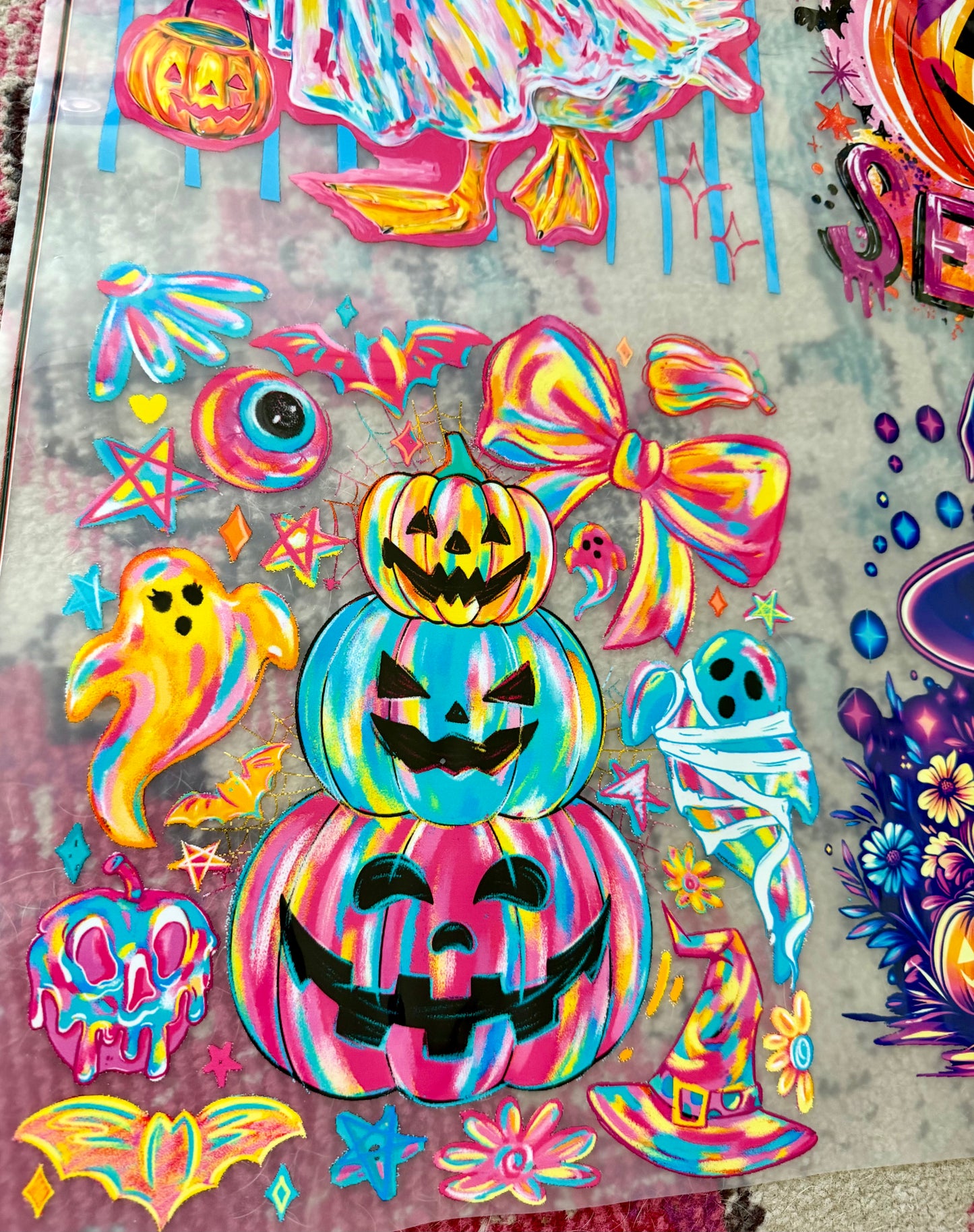 22"x30" Neon Halloween Premade Direct-To-Film Gang Sheet