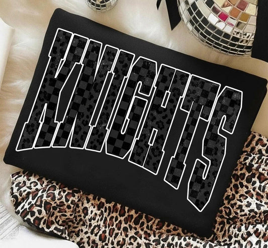 Custom Mascot Black Checkered and Cheetah Adult T-Shirt