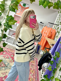Stripped Half Zip Sweater