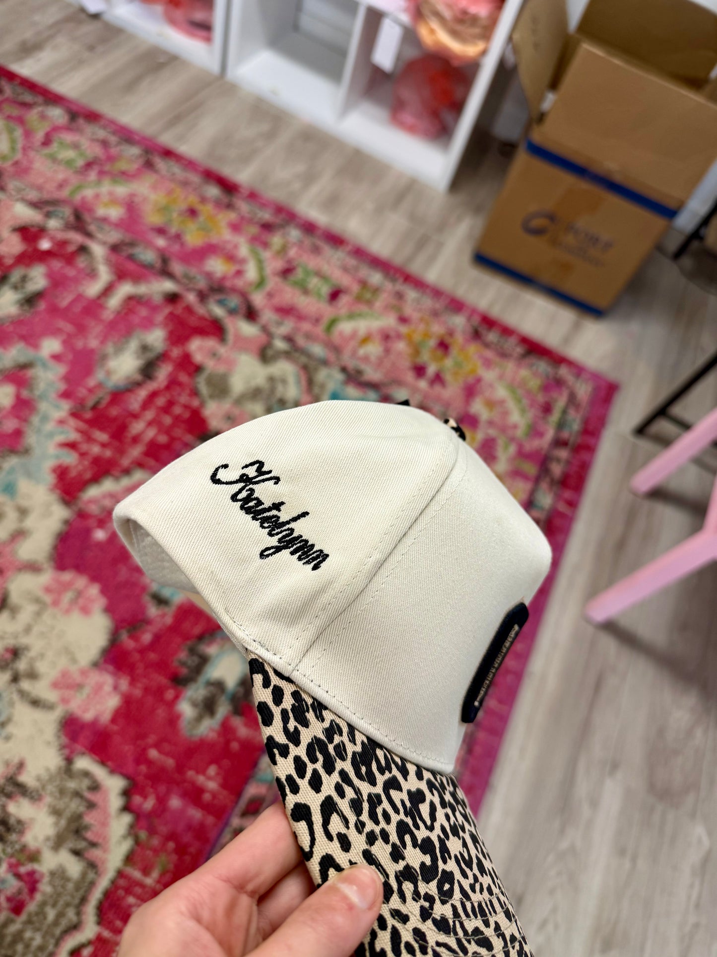 Custom Number Puff Cheetah Embroidered Trucker Hat