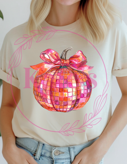 Pink Disco Pumpkin Direct-To-Film Transfer