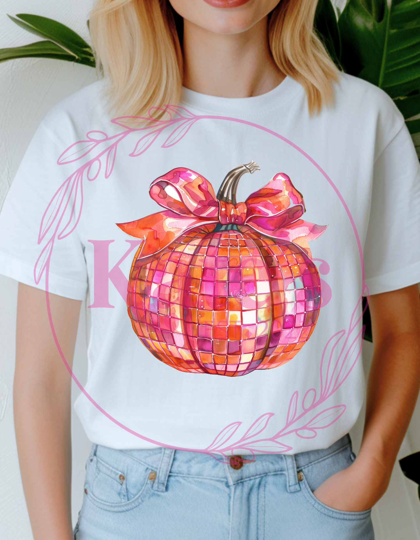 Pink Disco Pumpkin Direct-To-Film Transfer