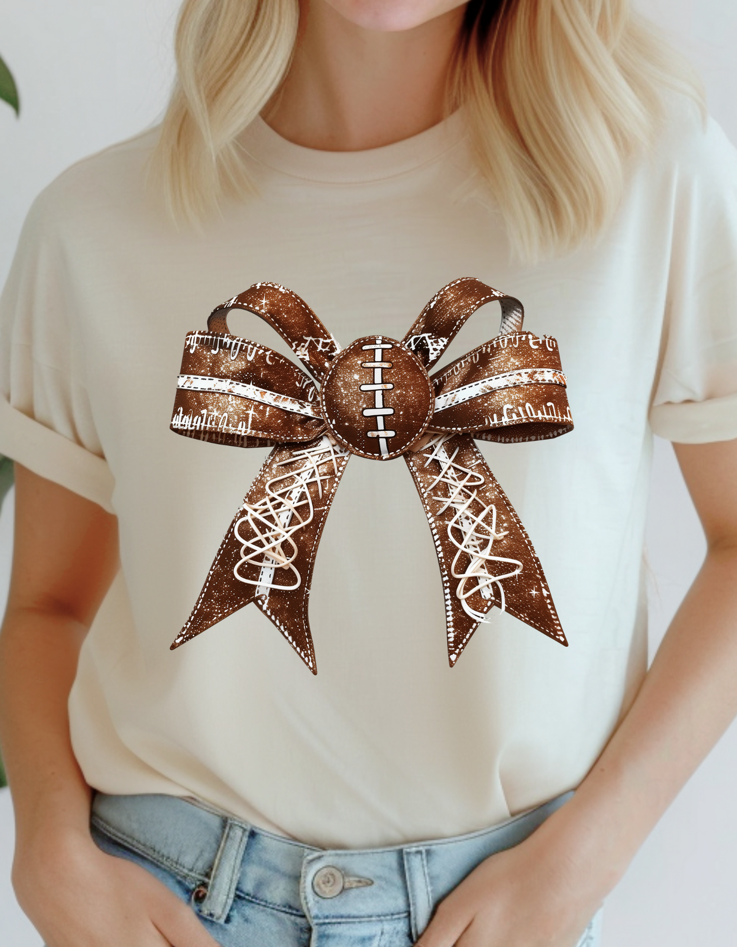 Glitter Football Bow Direct-To-Film Transfer