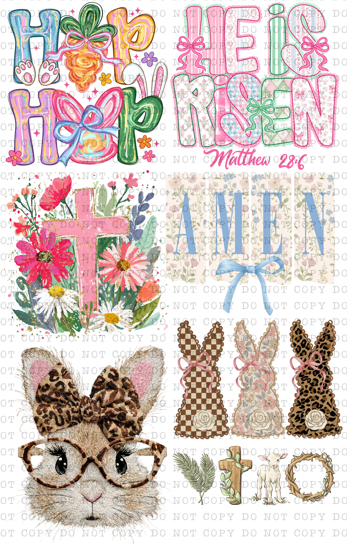 22"x30" Easter Premade Direct-To-Film Gang Sheet