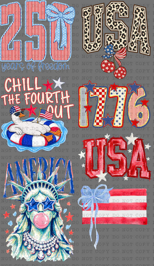 22"x30" America Premade Direct-To-Film Gang Sheet