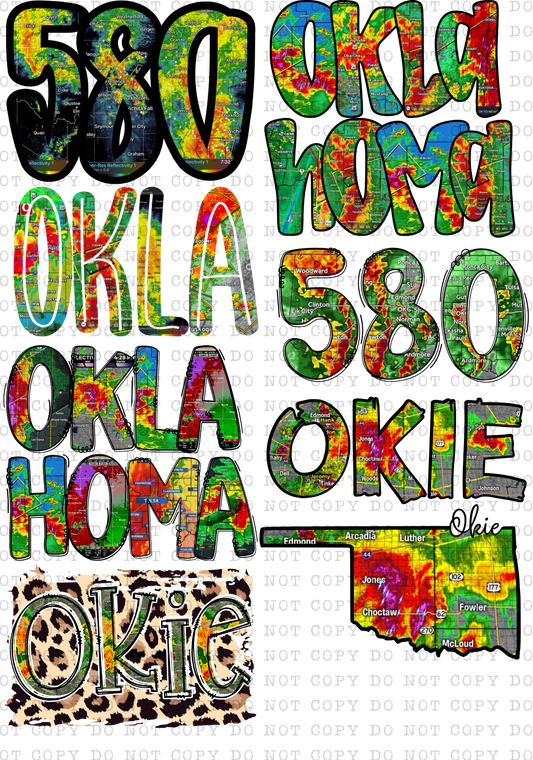 22"x30" Oklahoma 580 Weather Premade Direct-To-Film Gang Sheet