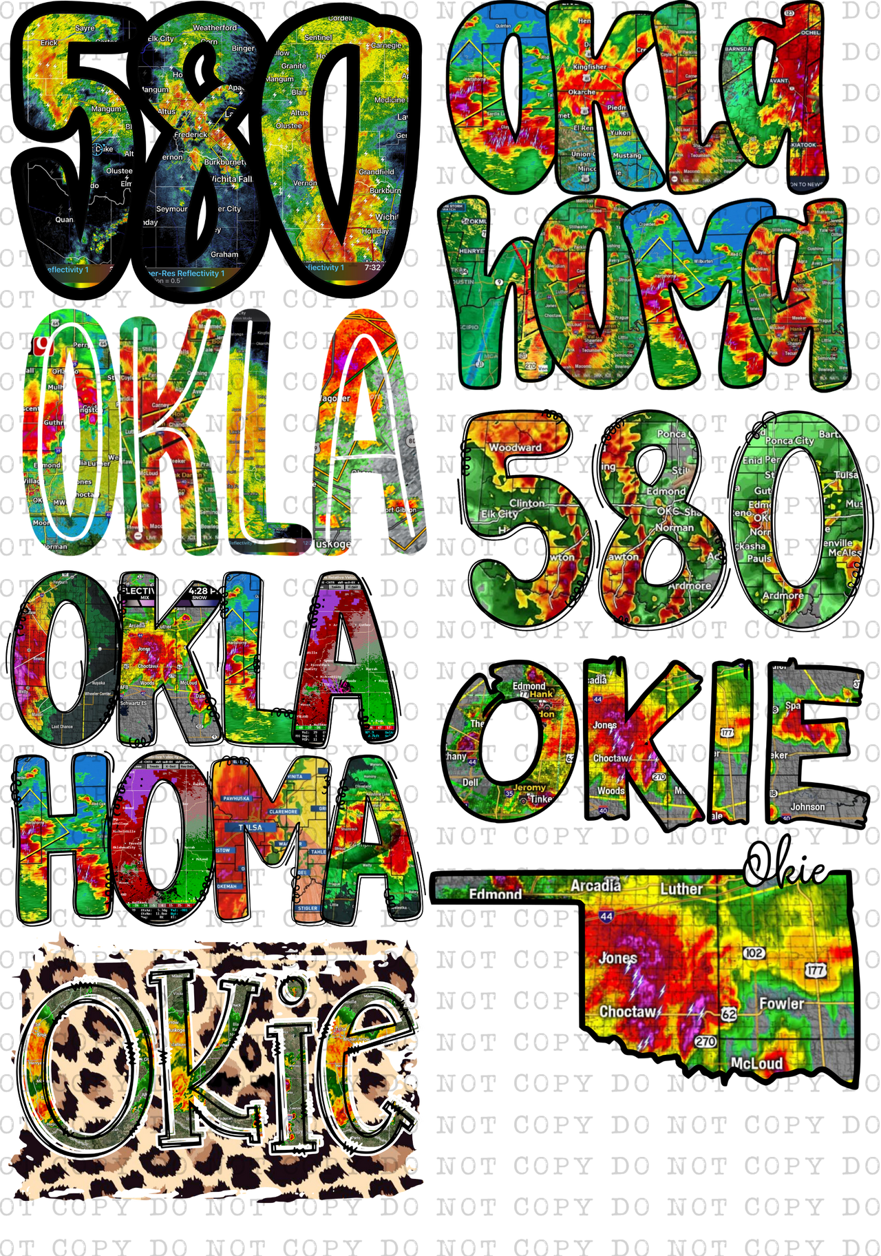 22"x30" Oklahoma 580 Weather Premade Direct-To-Film Gang Sheet