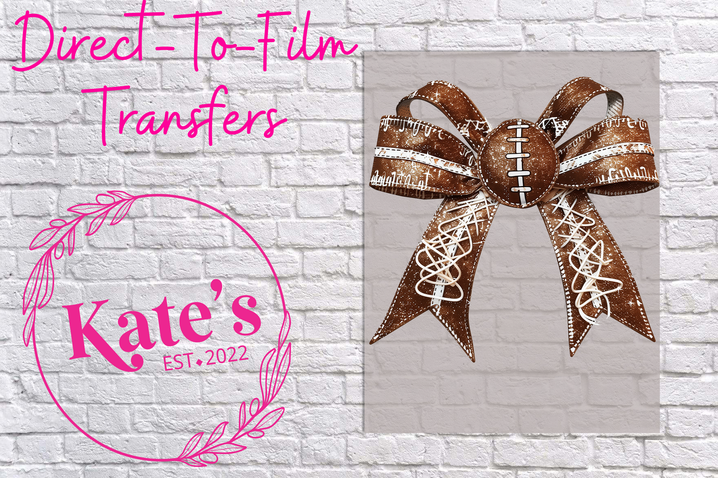 Glitter Football Bow Direct-To-Film Transfer