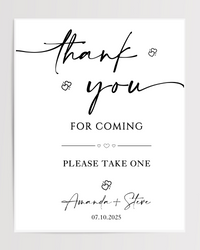 Thank You For Coming Printed Wedding Signs
