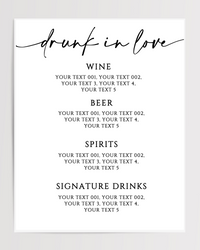 Drunk In Love Printed Wedding Signs
