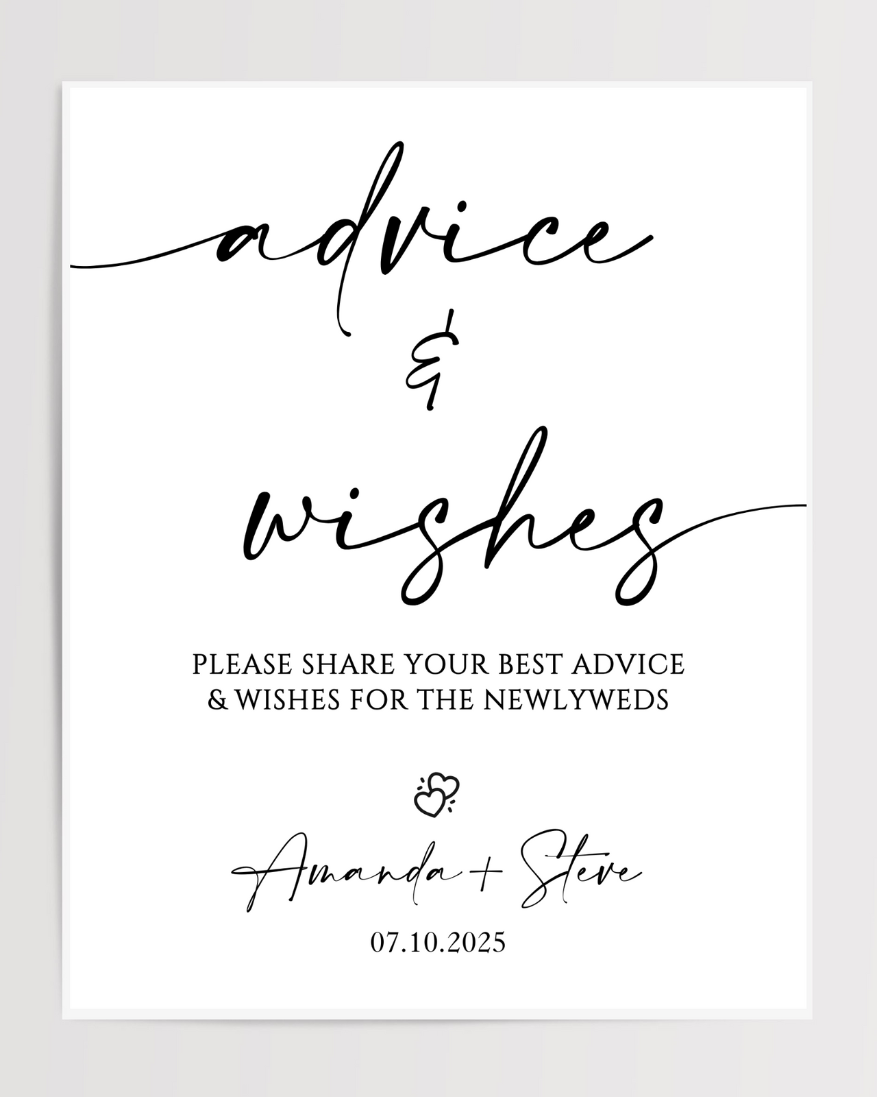 Advice & Wishes Printed Wedding Signs