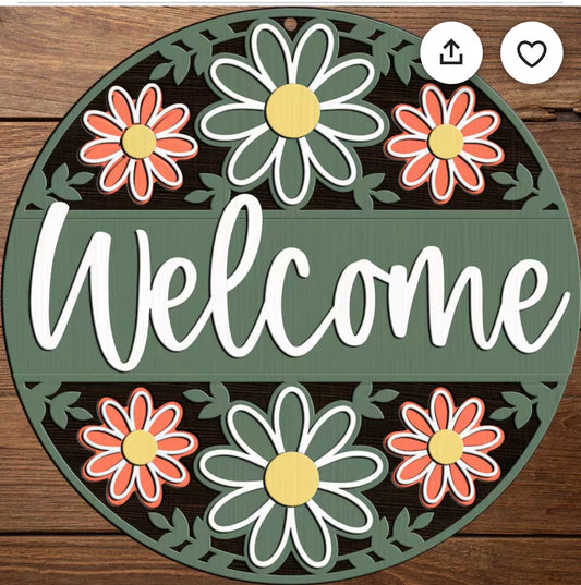 Welcome Daisy Sign DIY Door Hanger | Paint Kit