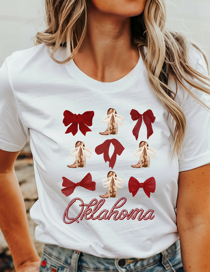 Oklahoma Bows and Boots Crimson T-Shirt