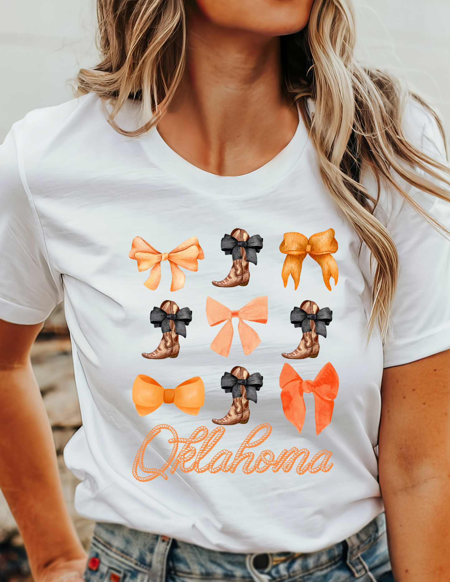 Oklahoma Bows and Boots Orange T-Shirt