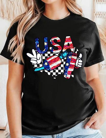 Faux Glitter USA T-Shirt