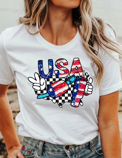 Faux Glitter USA T-Shirt