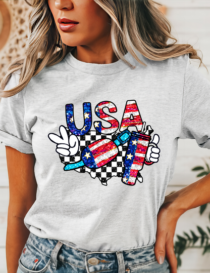 Faux Glitter USA T-Shirt