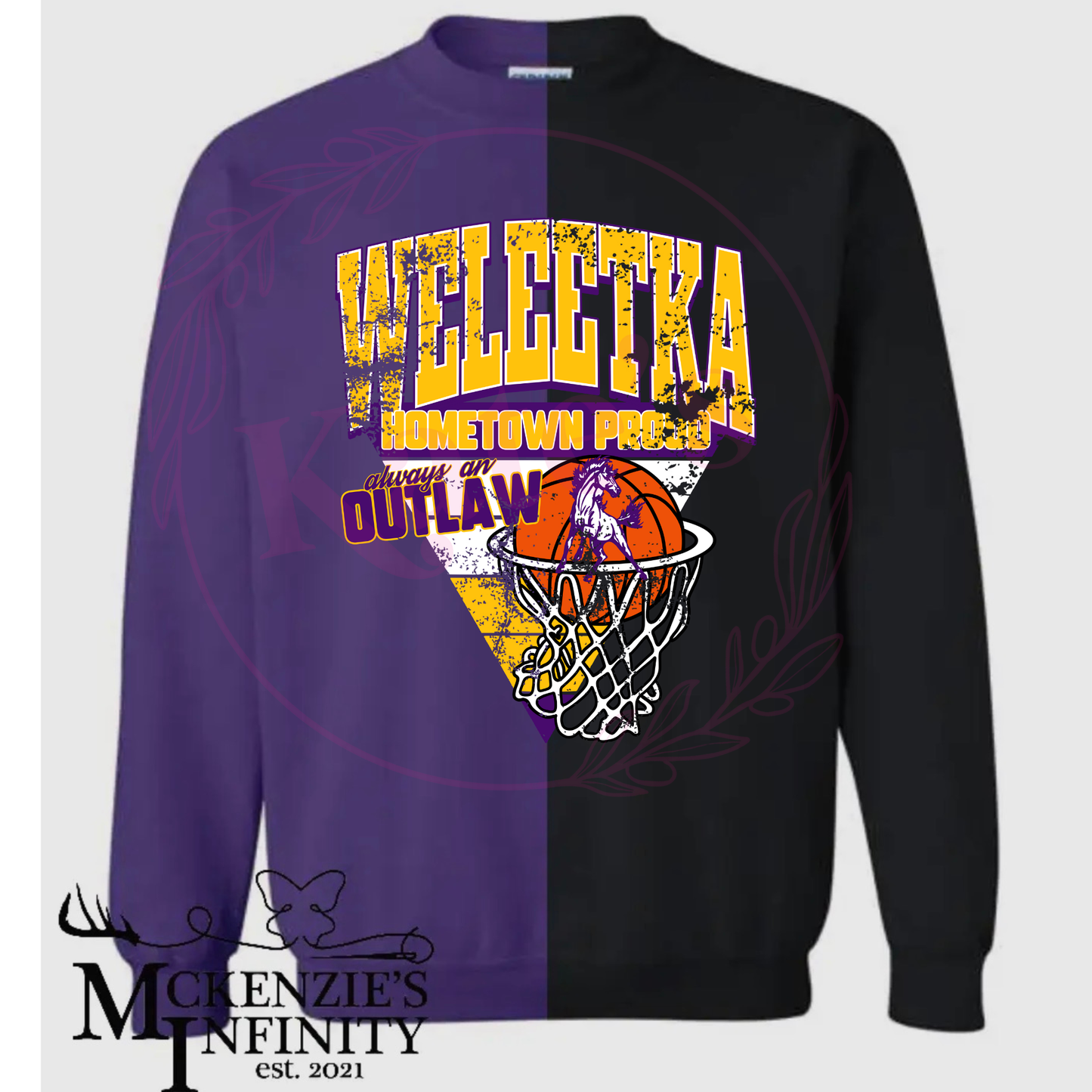 Weleetka Outlaws Basketball Two-Toned Sweatshirt