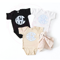 Light Blue Safari Monogram Onesie